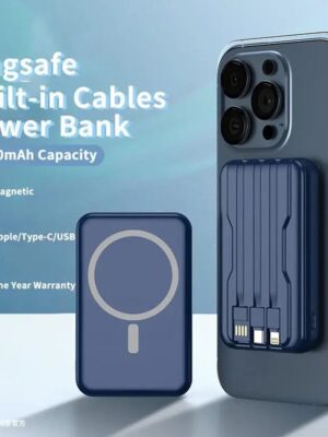 10000mah LED Display Magnetic Qi Wireless Fast Charging Power Bank in Cables Portable External Battery Magsafe for iPhone Samsung Xiaomi