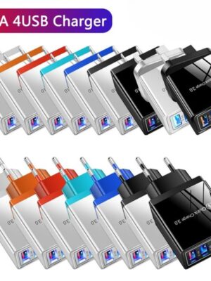 EU US Plug 3.1A 4-port USB Charger Fast Charging Mobile Phone Charger For Samsung iPhone Xiaomi Oppo Huawei Qucik Charger Power Adapter Portable Wall Charger