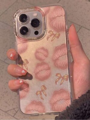 Cute Bow INS Glitter Sequins Phone Case For iPhone Max 16 14 15 17 13 12 11 Pro Plus 17E 16E XR XS Clear TPU Soft cover