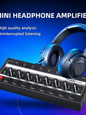 8 Channel Headphone Amplifier Ultra-Compact Sound Amplifier With Power Adapter HA800S Stereo Amplifier for Music Mixer Recording