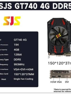 128bit Wide Memory 5000MHz High Speed for Smooth Office HD Video SEJISHI NVIDIA GeForce GT740 4GB GDDR5 Graphics Card