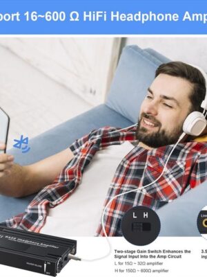 HiFi Bluetooth Headphone Amplifier Portable HiFi Earphone Amp with Bass Volume Control for MP3/MP4/Phones/Digital Player