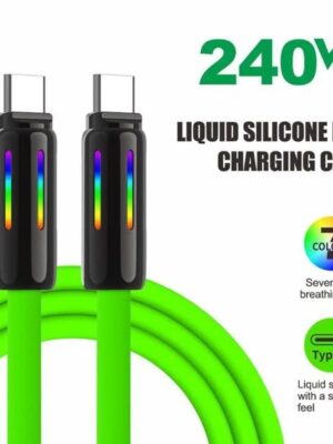240W 4-in-1 Fast Charging Data Cable Colorful RGB Breathing Light Type-c To Type-c High-speed Transmission Charger Cable