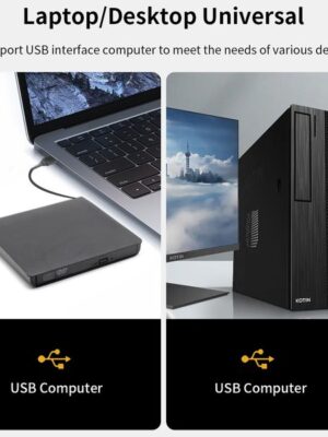 TISHRIC External CD DVD Reader USB2.0/3.0/Type-c External Disk Drive CD-ROM DVD-ROM Optical Only Read For Laptop Desktop PC