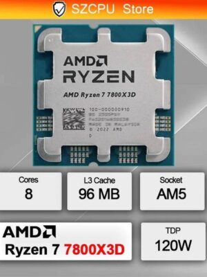 AMD CPU Ryzen 7 7800X3D New R7 7800X3D 50 GHz 8-Core 16-Thread 5NM 96M 100-100000910 Socket AM5 Tray Without cooler
