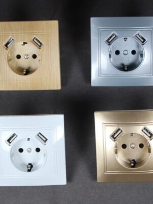 Dual USB Port Wall Charger Adapter Charging 2A Wall Charger Adapter EU Plug Socket Power Outlet 5V2A LW3-01 wood color