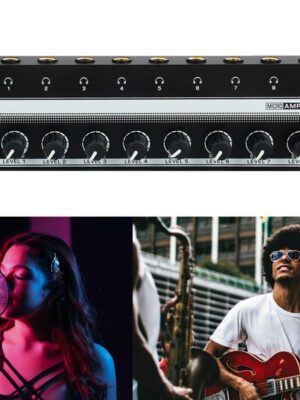 HA800 Headphone Amplifier Ultra-Compact 8 Channel Headphone Amp with Power Adapter Mini Headphone Amp for Studio and Stage