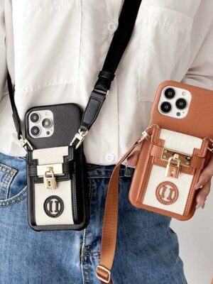 Designer Crossbody Card Wallet Phone Cases for iPhone 17 16 15 14 13 12 11 Pro Max 16promax 17pro Luxury Lanyard Handbag Mobile cover