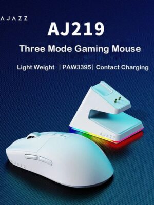 Mice Arrvied AJ219 Wireless Mouse with 2 4GHz Bluetooth 5 0 Wired Thrip Connection PAW3395 Gaming Chipset 26000DPI 231117