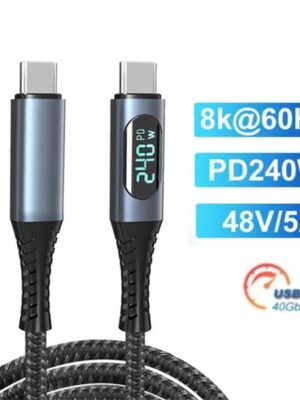 USB 4.0 Type C to Type C Cable Fast Charge For Thunderbolt 4 8K 60Hz 40 Gbps 240W PS5 Nintendo Switch MacBook Pro