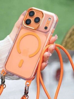 Necklace Strap Cord Rope Magnetic Magsafe Clear Case For iPhone 17 Pro Max 11 12 13 14 15 16 Plus Removable Lanyard Cover W260512