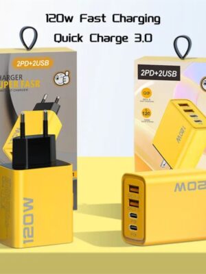 120W Fast Charging 4 Ports Mobile Phone Charger QC3.0 USB Type C Chargers Dual PD Wall Adapter EU/US/UK Plug for iPhone 15 Xiaomi Samsung