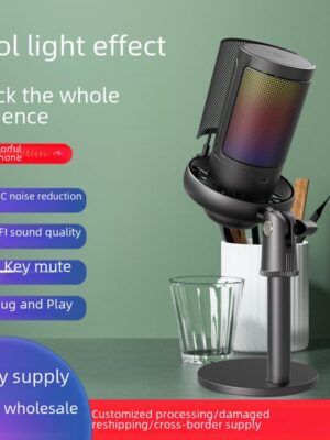 RGB gaming microphone USB disc condenser microphone video conference recording live singing microphone
