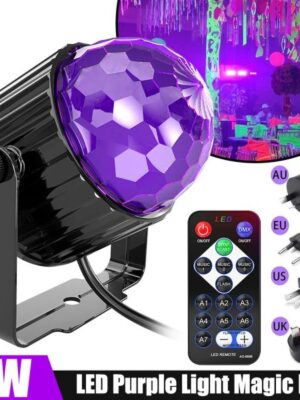 6W UV Starry Sky Projector Ultraviolet BlackLight Crystal Magic Ball Stage Light Glow in the Dark for Halloween Xmas Dance DJ