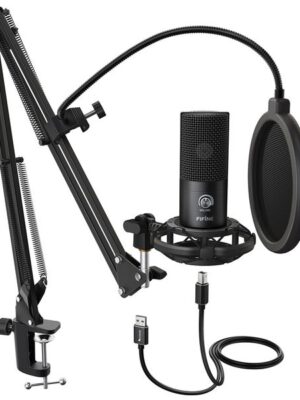 FIFINE Studio Condenser USB Computer Microphone Kit With Adjustable Scissor Arm Stand Shock Mount for YouTube Voice Overs-T669
