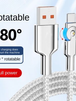 180 degree Rotation Fast Charging Data Cable 6A 66W USB To Type-C/Micro Cables Metal Zinc Alloy Braided Charger Line Game Dedicated 1m/2m/0.3m