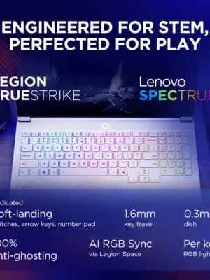 Lenovo Legion 7 Intel, 40.64cms, Glacier White – Gaming Laptop | Gaming PC – Intel® Core™ Ultra 7 255HX – 1 TB SSD – 32 GB RAM | 83KYCTO1WWIN2