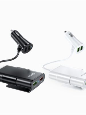 4 Port USB Car Charger Quick Charge QC3.0 5.6ft Extension Cable For iPhone 13 Xiaomi Huawei Mobile Phone Driving Recorder Fast Charging