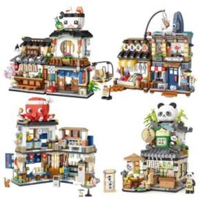 Loz Street View Series Building blocks Izakaya Shaved Ice Shop Takoyaki Shop Coffee shop Panda Tea House model childrens gifts X260731