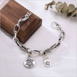 925 Sterling Silver Link Bracelet For Girl Gift Angel Lock Pendant Vintage Jewelry Accessories Dropshipping Wholesale