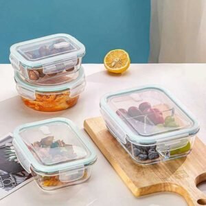 1Thickened Lunch Boxes 1/2/3 Grids Leak Proof Microwave Safe Food Crisper High Borosilicate Glass Bento Box With Lids Airtight Lunch Boxes L260919