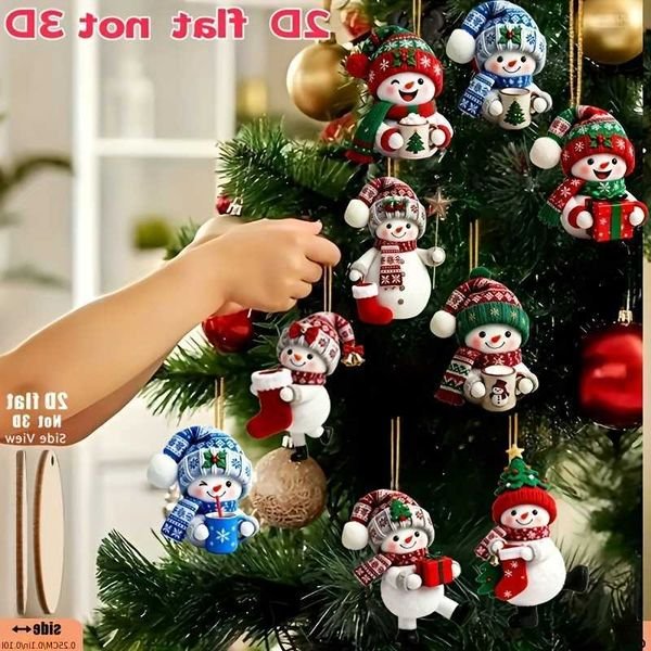 Games 15 Novelty Pieces in a Random Assortment of Styles Christmas Snowmen in Various Poses Holding Christmas Gifts Handmade Christmas Hangi C260927