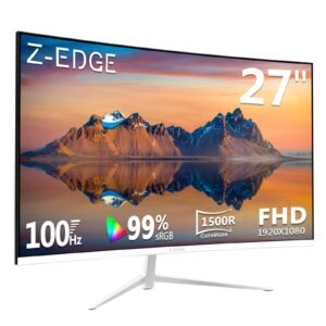 Z-EDGE  U27C 27″ 100Hz Curved Monitor, White Monitor, 1500R Curved Monitor