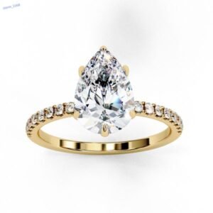 Luxury 200ct Pear Cut Lab Diamond E Color IGI Certified Engagement Ring 18K Rose Gold Vermeil Pave Gallery High End Sustainable