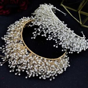 Fashion Bridal Pearl Crystal band Wen Hair Jewelry Wedding Tiara Gold Hair Accessories Hairbands Flower dress Ornament X260228