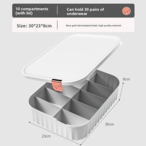 Clothes Drawer Organizers / Storage Bins–10-Compartment Underwear & Sock Storage Box, Premium Minimalist Durable Thickened Divided Organizer