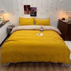 solid color household four-piece polished quilt cover bed sheet student dormitory three-pieceT260604
