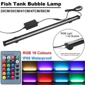 LED Aquarium Light 20-58CM RGB Waterproof Remote Control Air Bubble Lamp Underwater Submersible Oxygen Light for Fish Tank Z250214