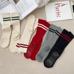 Yoga Socks Professional Silicone Non-slip Floor Dance Sports Socks Women Casual Striped Cotton Fitness Gym Workout Pilates Socks