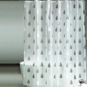 Curtains Shower Shower Curtains Flowers Waterproof PEVA Water Droplets Striped Bath Curtain Mildewproof Bathing Cover with 12pcs PlasticW260929