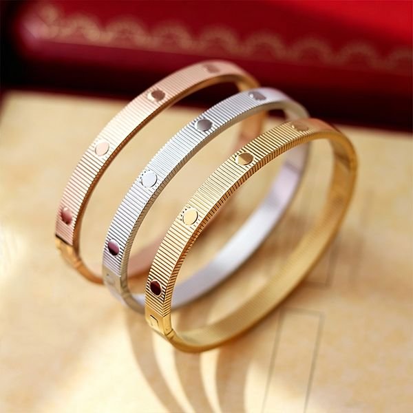 Brand Designer Bracelet Classic 18K Gold Stainless Steel Stripe Luxury Jewelry High Quality Women's Bracelet