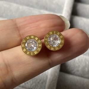 Luxury Designer Women Fashion Stud Stainless Steel Lover Gifts With Diamond High Polish Engagement Earrings For Christmas