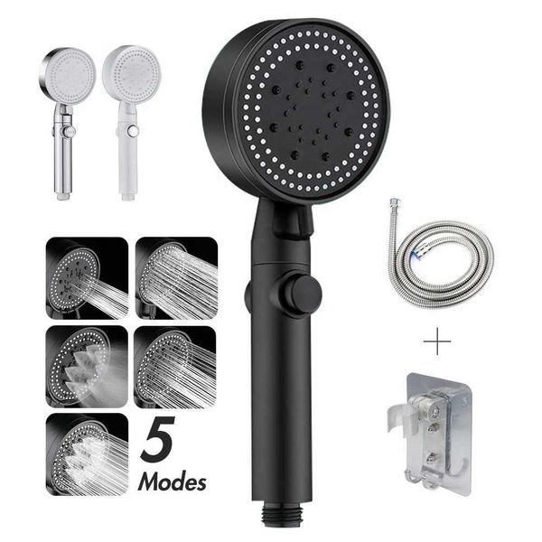 5 Functions Shower Head handheld High Pressure Showerhead Adjustable Bracket hose with ON/OFF Switch Spray for Pets Bath TubXJ240906