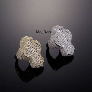 Luxury Unisex Hiphop 5A Zircon Finger Jewelry Brass 14k Gold Plated Cross Rings