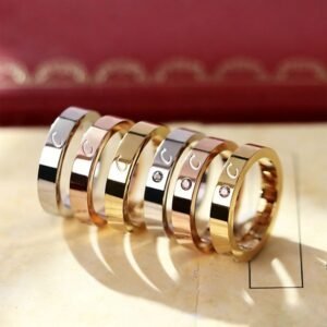 Classic Love Ring Fashion Signature Charm Ring with Diamond 18k Gold Ring Designer Jewelry for Women Gift Box Packaging