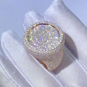 Gra Certificated Rose Gold Iced Out Hip Hop Moissanite Ring Men Vvs