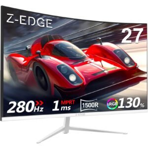 Z-EDGE UG27P 27″ 280Hz Curved Gaming Monitor, White Monitor