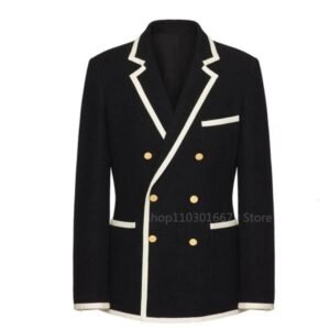 High Quality Black Blazer Men Fashion Jacket Wedding Casual Business Elite Gathering Man Suit Double Breasted Coat 260709