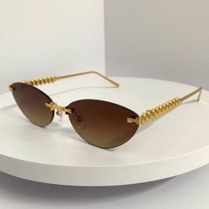 Rimless Cat Eye For Women Gradient lens Metal Eyewear 0543 Luxury Womens Sunglasses Outdoor Goggles UV Protection Glasses With Box