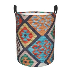 Custom Vintage Turkish Kilim Laundry Hamper Large Clothes Storage Basket Bohemian Ethnic Art Toy Bin Organizer for Nursery C260717