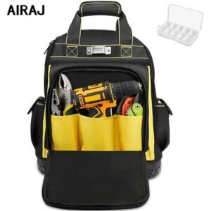 AirAJ waterproof tool backpack tool bag rubber base heavy-duty tool organizer electric pipeline maintenance work tool bag 241008