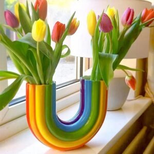 2026 Vases Modern Rainbow Vase Banana Resin perfume Ornament cologne Creative U Shape Flower Pot Table Centerpieces For Living Room Office Home Decor 231116 Fre Q260