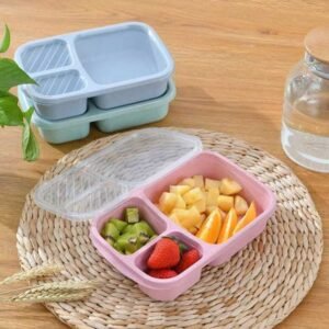Microwave Lunch Box Wheat Straw Dinnerware Food Storage Container Children Kids School Office Portable Bento Box Lunch Bag M250227