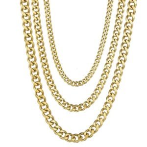 357MM Stainless Steel Cuban Chain Necklaces For Men Women Gold Color Curb Link Punk Fashion Jewelry Accessories 4570CM 251015