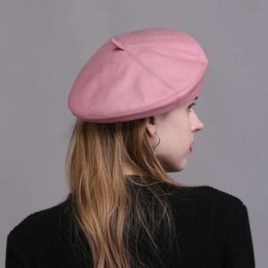 Fashion Women SpringWinter British Genuine Leather Painter Hat Female Retro Korean Octagonal Bonnet PinkKhaki Beret 251022