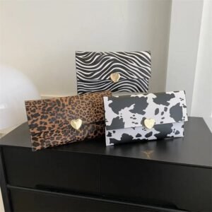 Large Capacity Wallet For Women PU Purse Fashion Clutch Bag Coin Wallet Closure Cow Stripe Leopard Print Handbag 250903